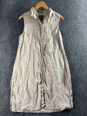 Eileen Fisher Sleeveless Midi Shirt Dress in Light Taupe